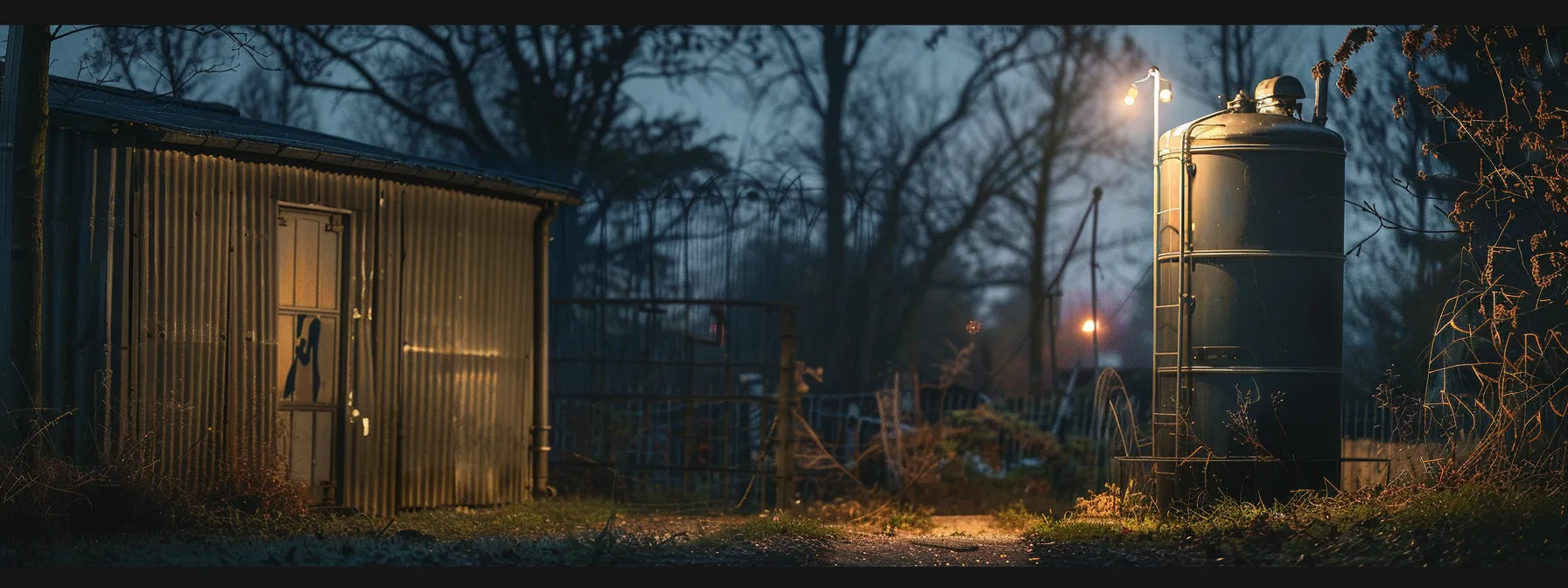 a pressure tank standing tall and sturdy next to a well, ensuring consistent water pressure for the home.