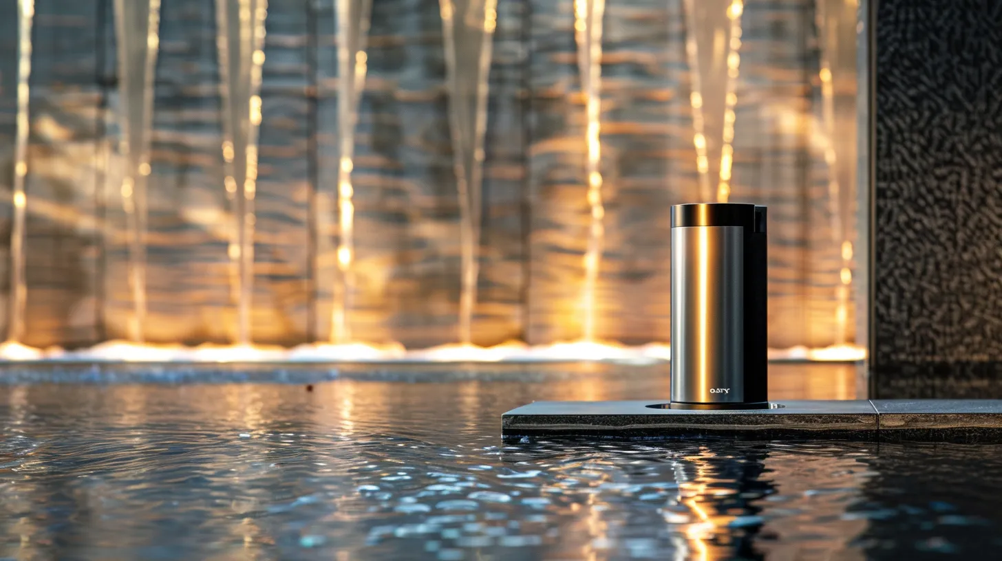 a sleek, modern jet pump stands prominently against a backdrop of glistening water, showcasing its innovative design and efficiency in action under soft, natural lighting.